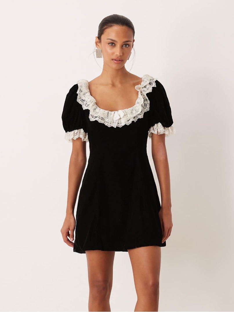 For Love & Lemons La Vie En Bow Mini Dress Xs